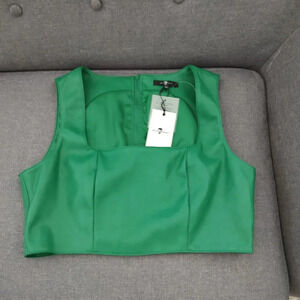 7 for All Mankind Faux Leather Crop Top L